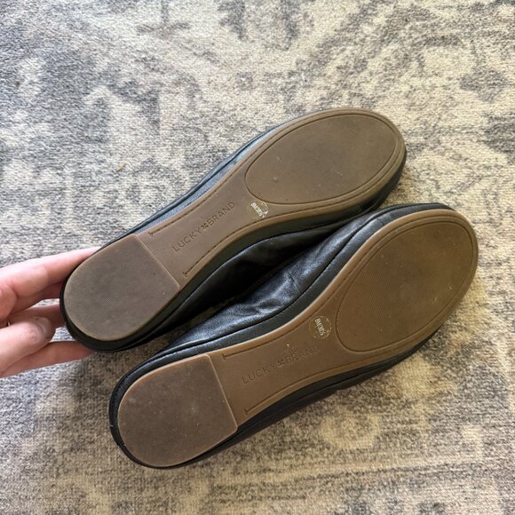 Lucky Brand Comfiest Black Leather Ballet Flats 8 - Picture 3 of 5